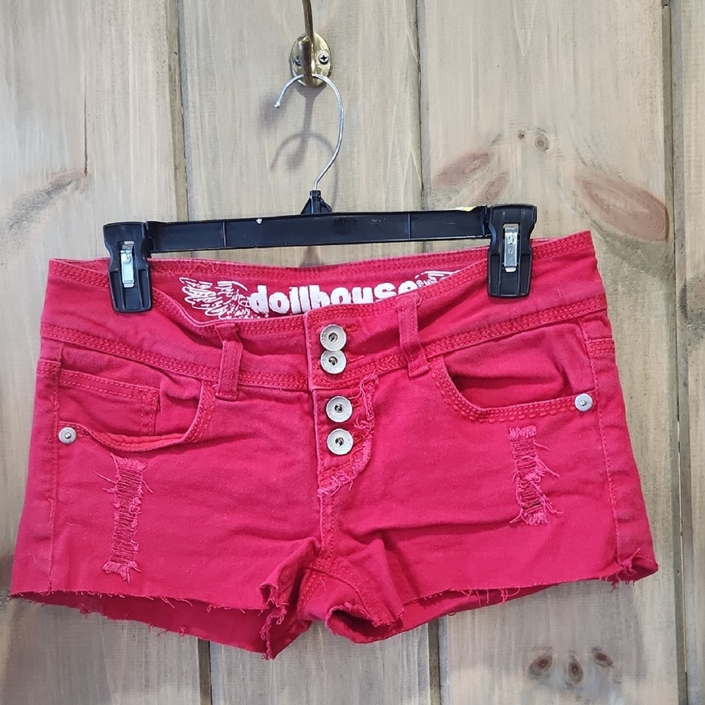 Dollhouse Red Distressed Women's Shorts